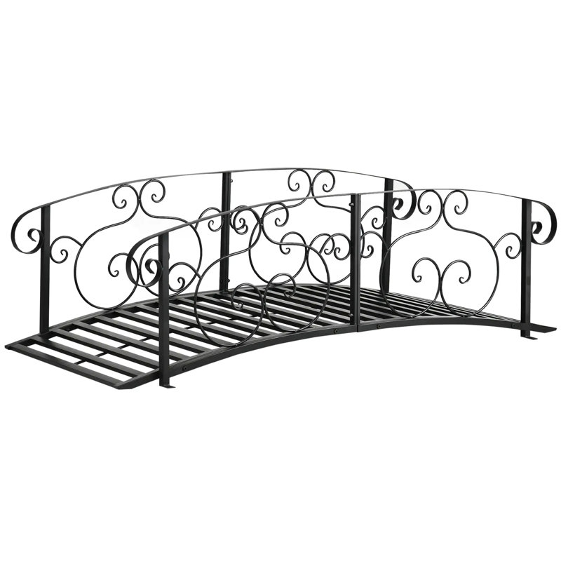 Pont de jardin en arche de 6 pi en métal, rails de sécurité, Passerelle en arc pour le ruisseau Backyard