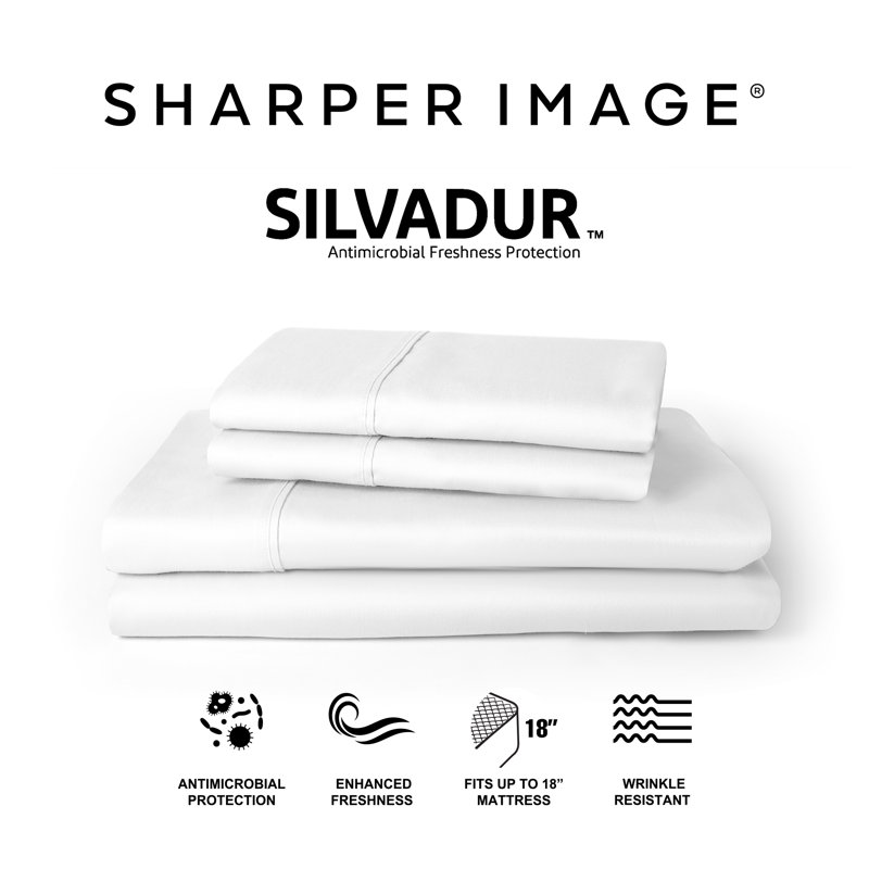 Sateen Solid Colour Sheet Set, Queen Sheet Set + 1 Fitted Sheet + 2 Pillowcases, White