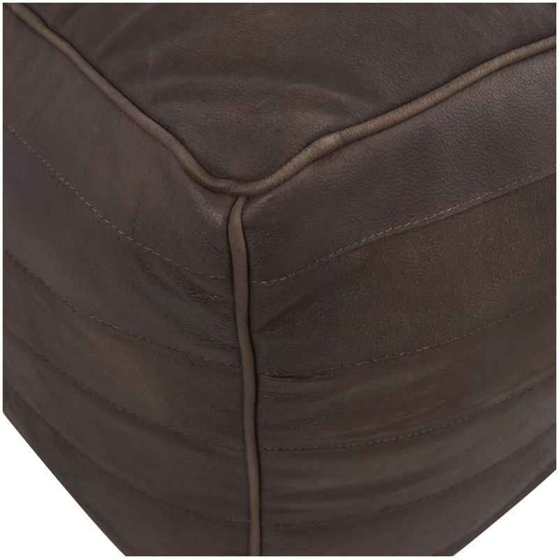 Repose-pieds en cuir Shari, Cuir véritable brun foncé