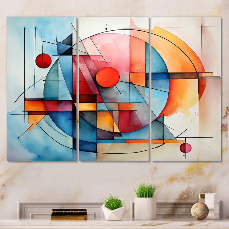 Cubes de couleurs douces III - art mural géométrique, Toile tendue, H 32 po x l 48 po x P 1 po