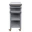 Îlot de cuisine extérieur pliable avec plateau en acier inoxydable, structure en bois de sapin et roulettes verrouillables-131376875
