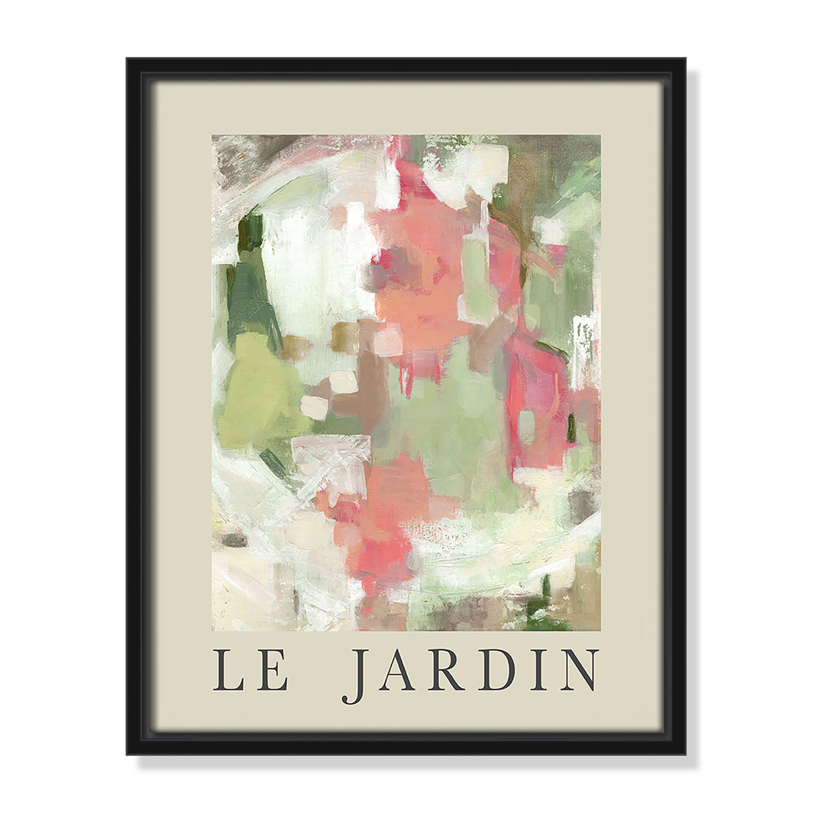 Riya "Le Jardin" Print by Carol Robinson, Black Floater Frame, No, 15.5" H x 12.5" W x 2" D