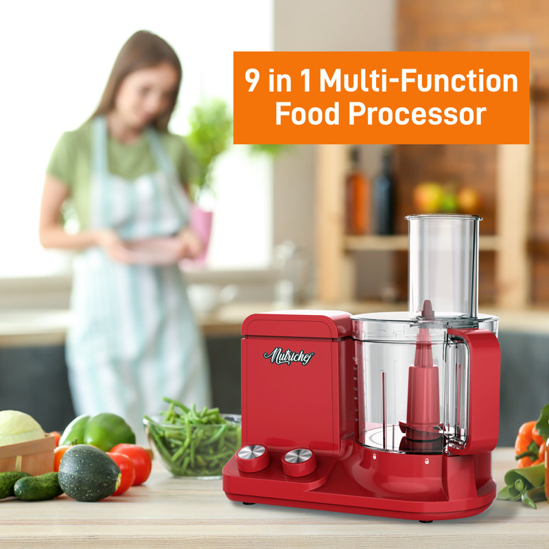 Robot culinaire multifonctionnel 12 tasses NutriChef, Rouge
