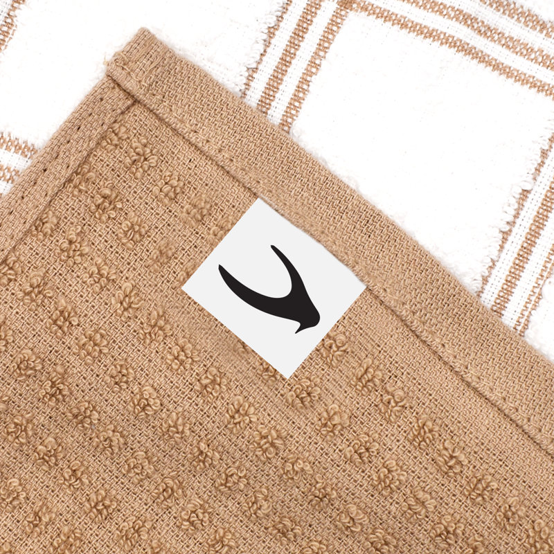 Cotton Stripe Waffle Dish Cloth Kitchen Towel, Tan
