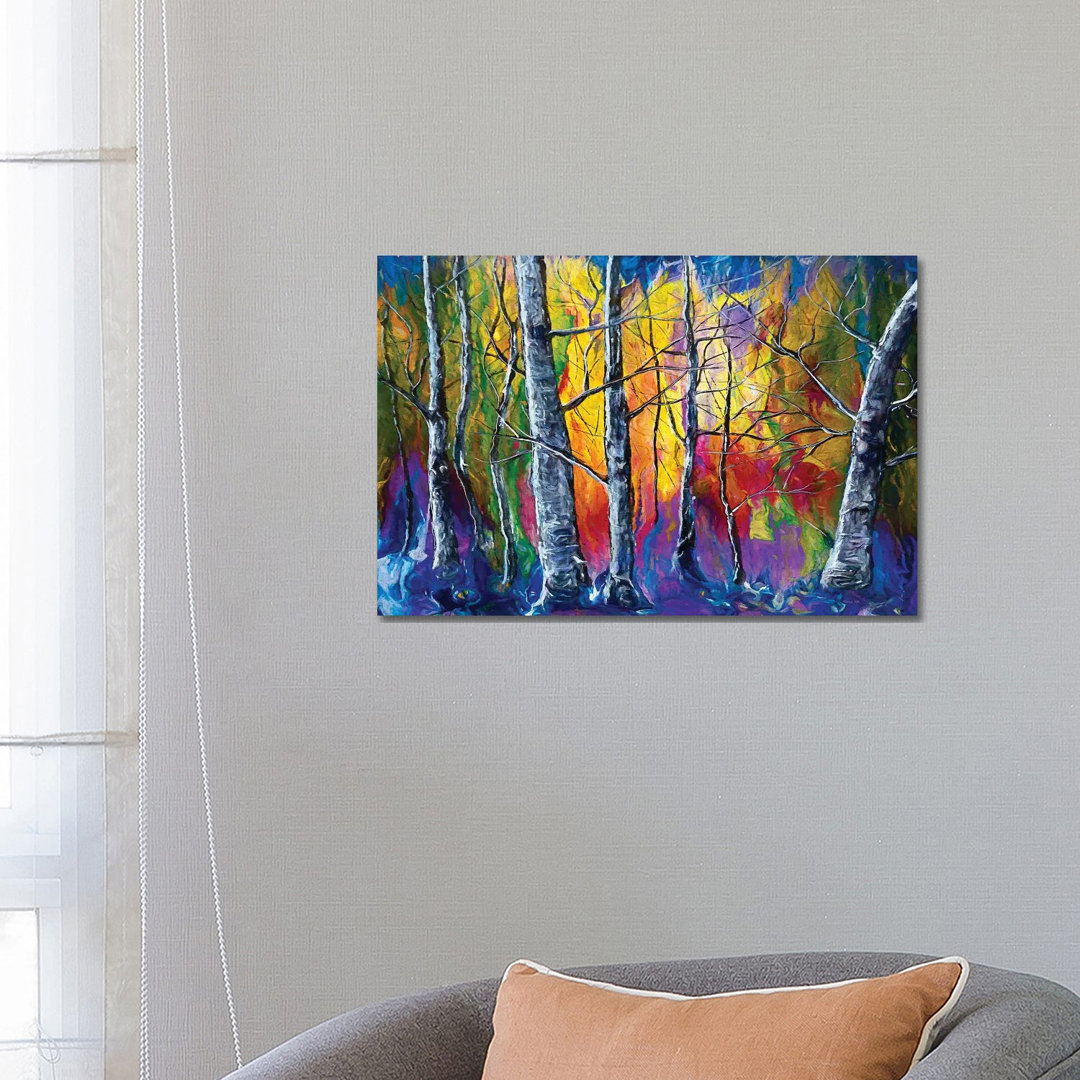 Enchanted Universe Sunset Forest - Wrapped Canvas Painting
