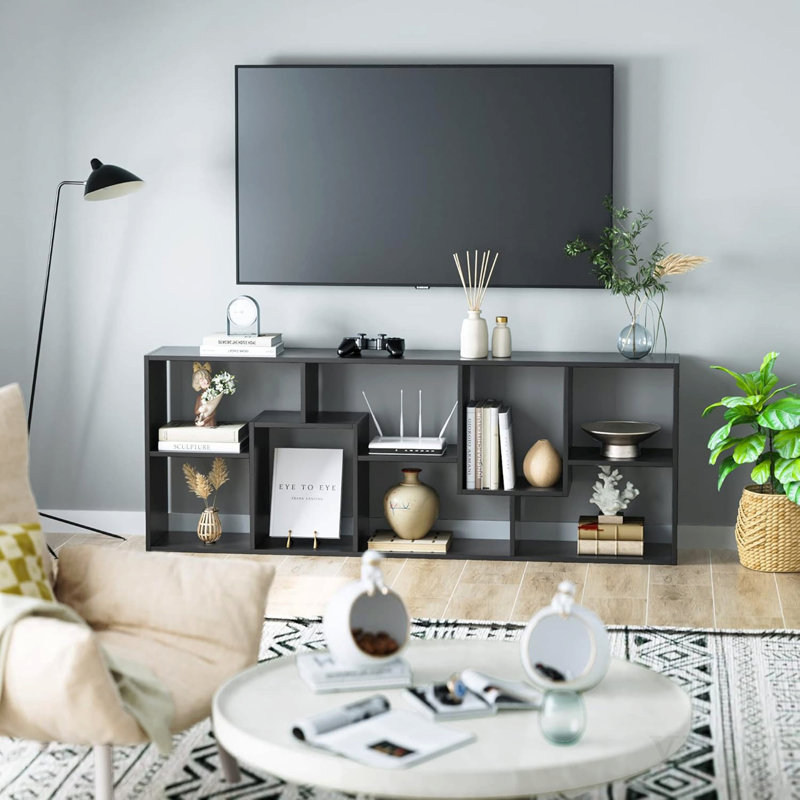 Asymmetrical Display Shelf & Bookcase, 5-Tier, Black