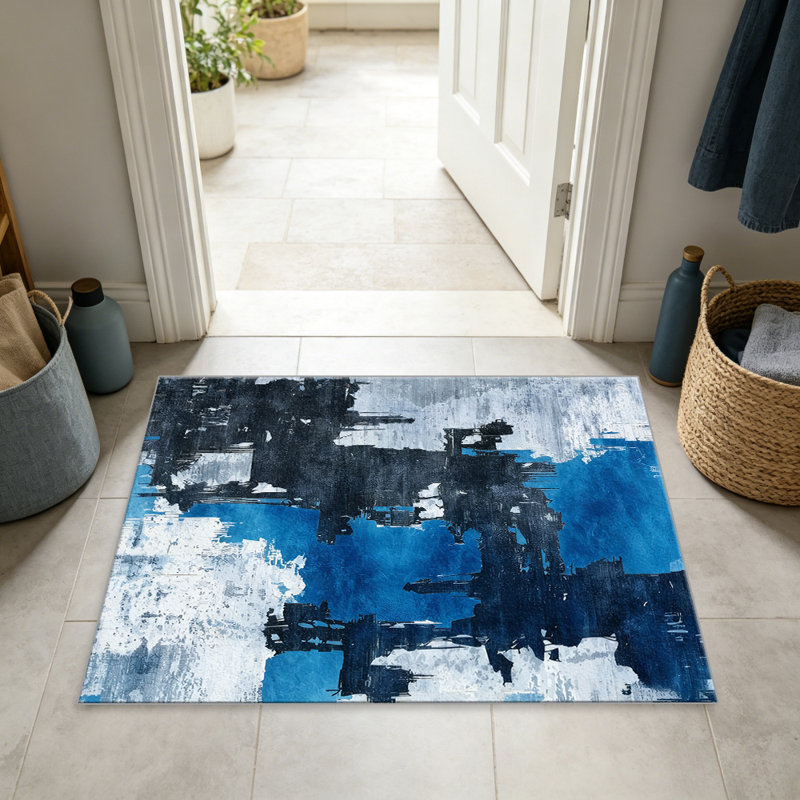 Blue Abstract carpet-easy to clean, machine-washable, soft and comfortable; suitable for door mats, kitchens, living rooms, bedrooms, corridors, and laundry areas. Easy to clean, durable carpet for home decoration.