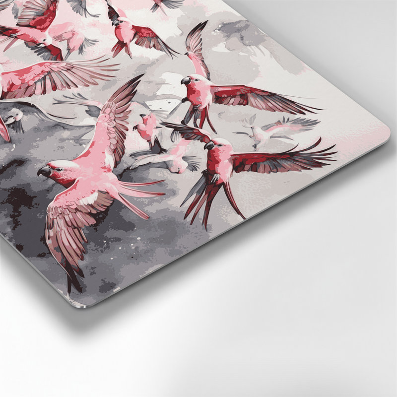 Oiseaux, art mural beige en métal Galah, H 240 po x l 360 po x P 0,05 po