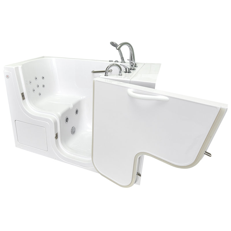 Wheelchair Transfer 32"x52" Acrylic Air + Hydro Massage and Heated Seat Walk-In Bathtub, Right