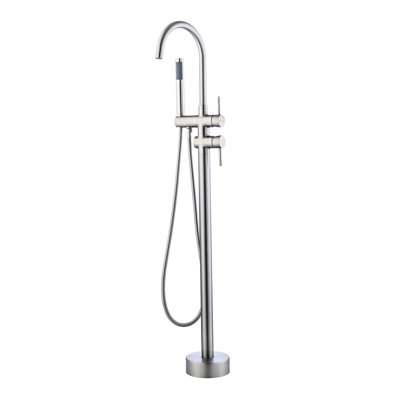 Stainless Steel Tub Faucet With 3.43 In. Height And 13.77 Width 30 Depth Filler Hand Shower In