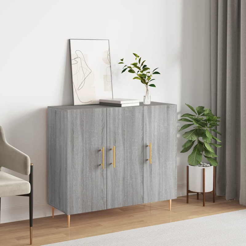 Birgit Iron 3 -Door Accent Cabinet, Grey Sonoma