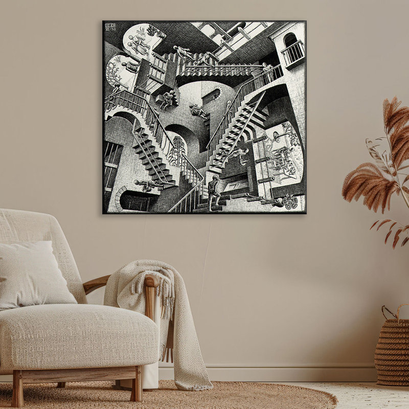 Toile tendue Relativité par M.C.Escher Gallery, H 28 po x l 40 po