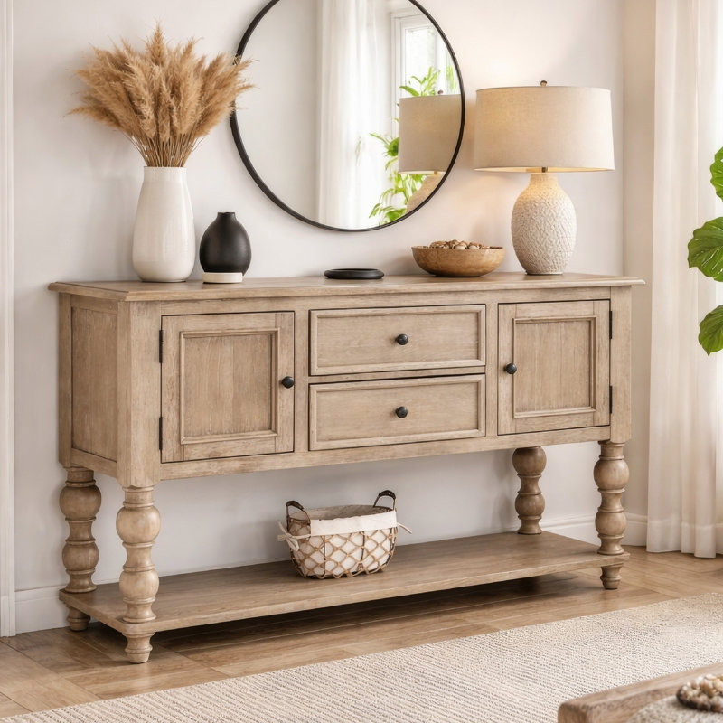Buffet console 2 portes Cherie, brun clair, 60 po Cherie