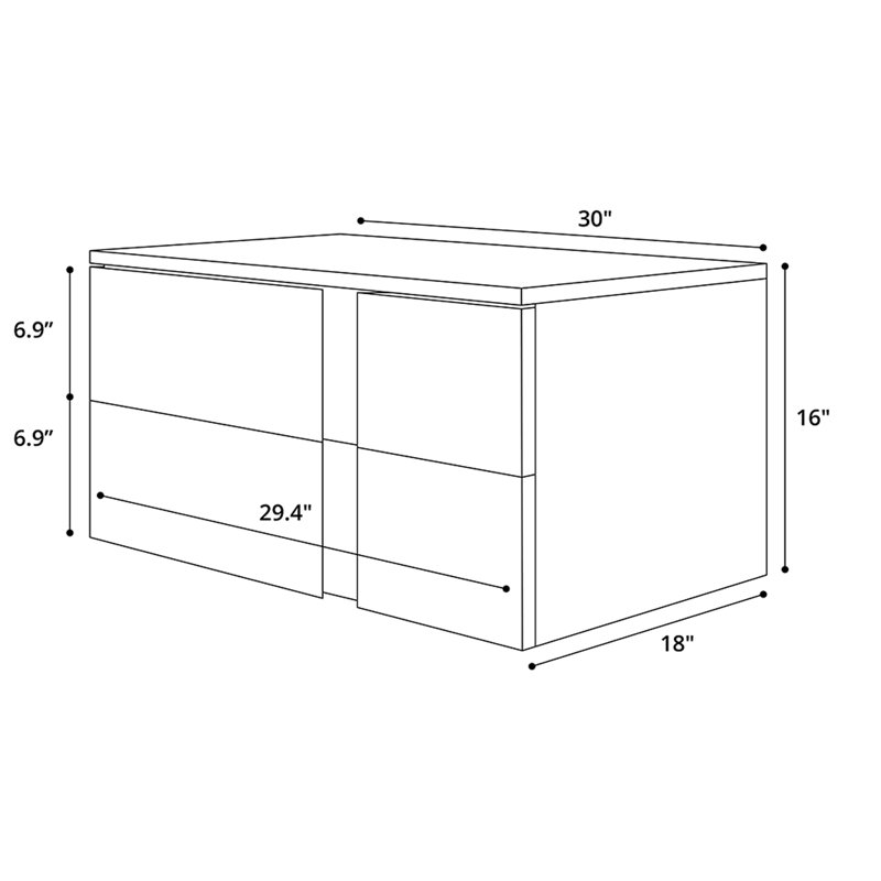 Park 2 - Drawer Nightstand, Dark Gull Gray, Reversible