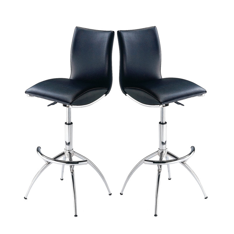 Tabourets de bar réglables contemporains (paire), couleur noire, pieds en métal, siège réglable en mousse de 26 à 30 po, facile à protéger des taches (2), structure, hauteur, entretien, propreté