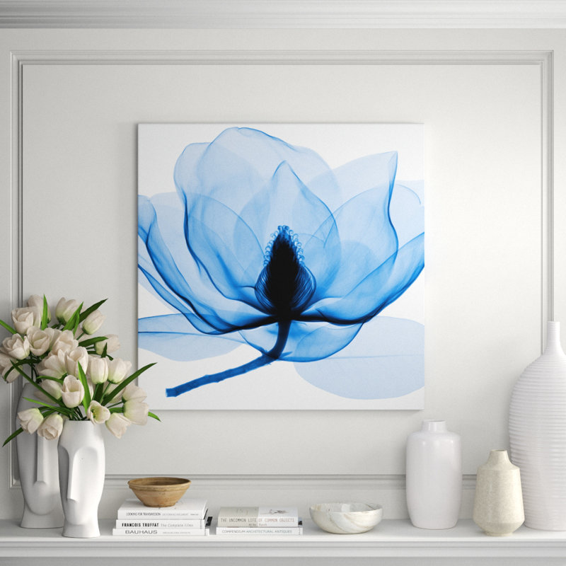 Hand-Picked Blue 3' Framed Graphic Art Print on Glass