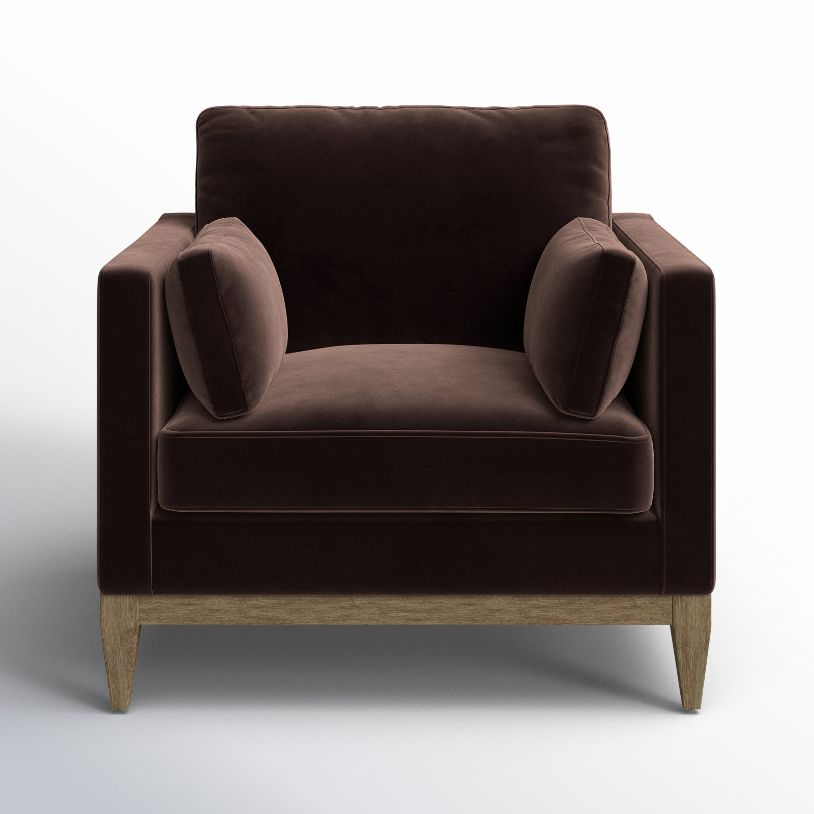 Pera Pine Armchair, Deep Brown Velvet