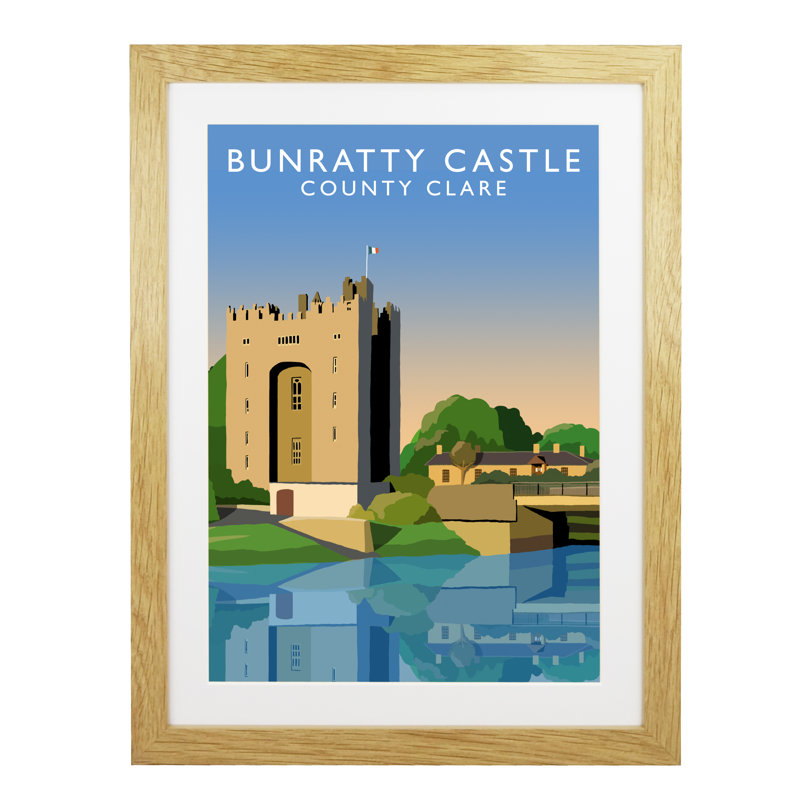 Bunratty Castle by Richard O'Neil - Print, Oak Wood Frame, 43.5 cm H x 33.5 cm W x 2.2 cm D