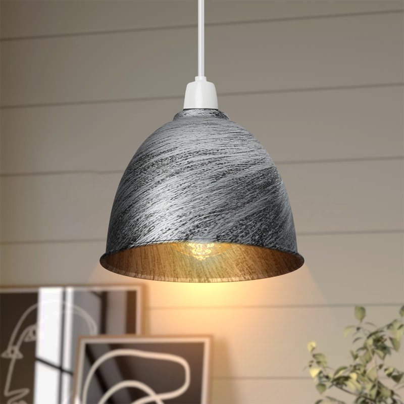 12cm H Metal Drum Lamp Shade ( Screw On ), Brushed Silver