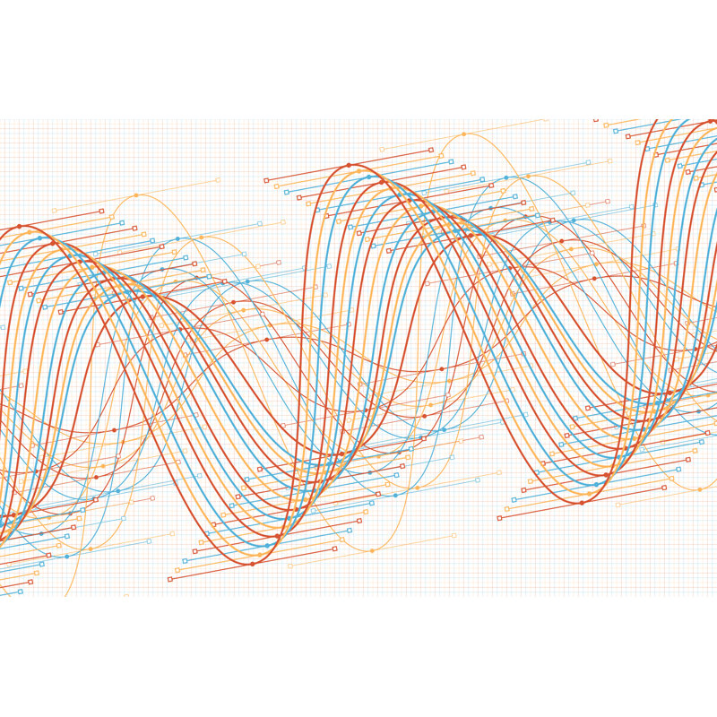 Fortin Wave Graph Pattern - Wrapped Canvas Print, 30cm H x 46cm W x 3.8cm D
