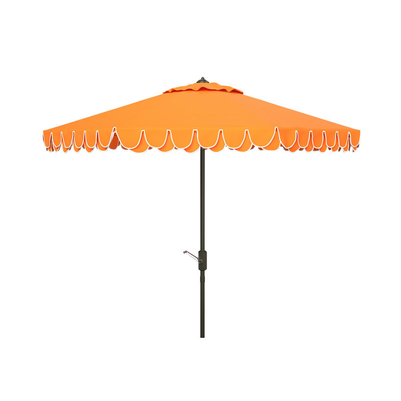 Outdoor Uv Resistant Elegant Valance Manual Tilt Umbrella, Brown, Orange