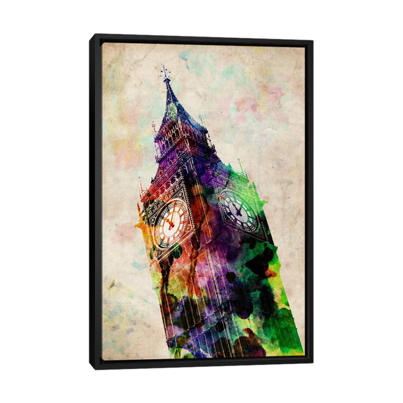 « london big ben » par michael tompsett, impression sur toile, H 26 po x l 18 po x P 1,5 po, Toile avec cadre flottant noir
