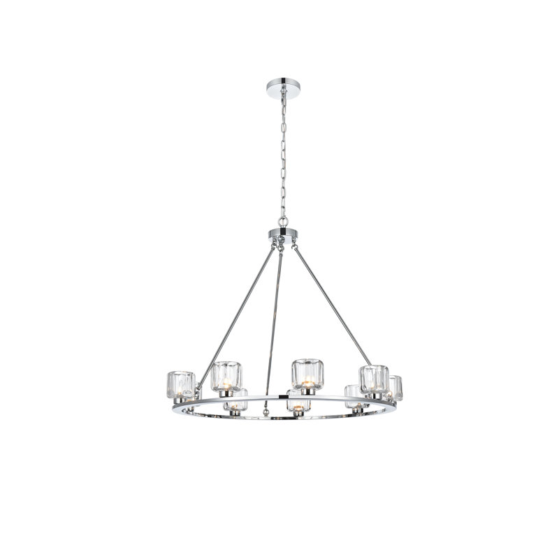 Lustre 32 pouces Enrique, H 30 po x l 36 po x P 36 po, Chrome chrome