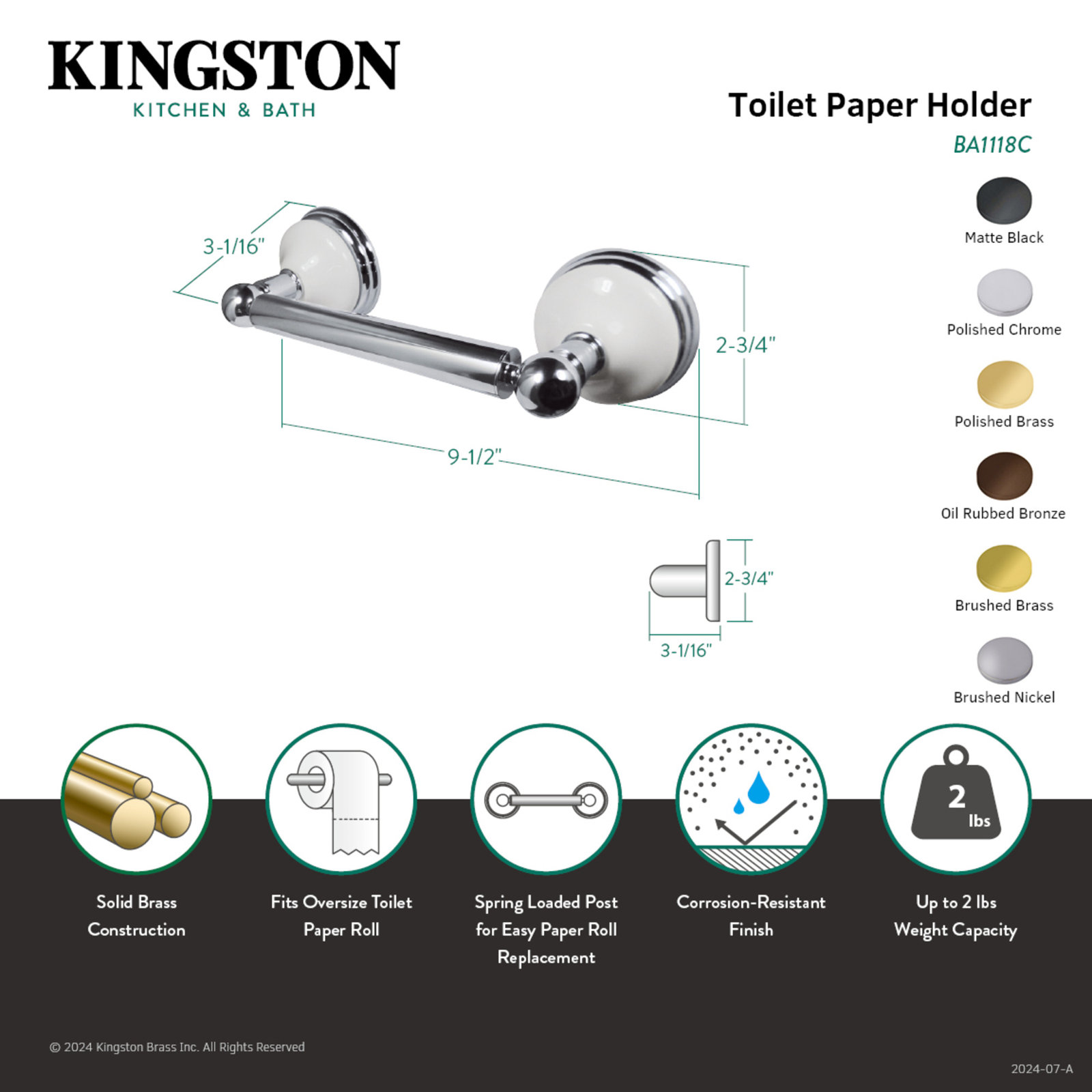 Kingston Brass Victorian Toilet Paper Holder, Polished Chrome