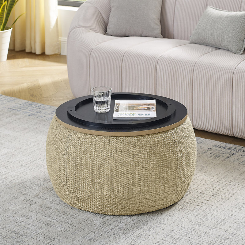 Table basse avec rangement Mylo, Naturel, Bois de chêne
