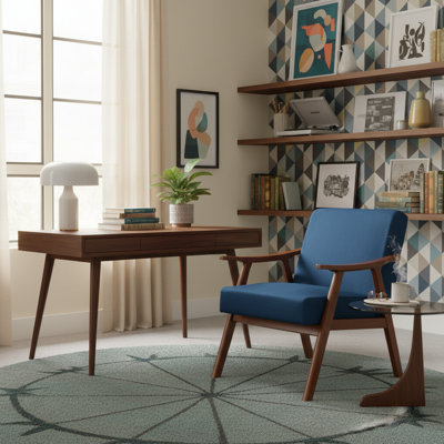 Mid Century Upholstered Office Guest Chair with Solid Wood Frame Armrests Frame and Armrests Conference Room Chairs