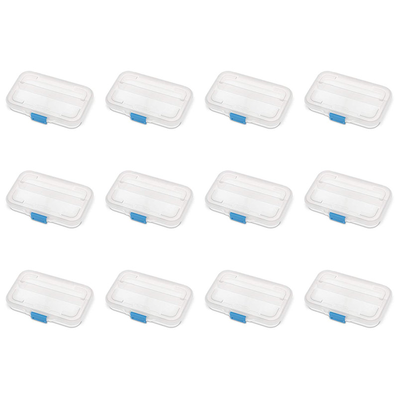 Sterilite Convenient Small Divided Clear Storage Pencil Box & Latch Lid, 12 Pack