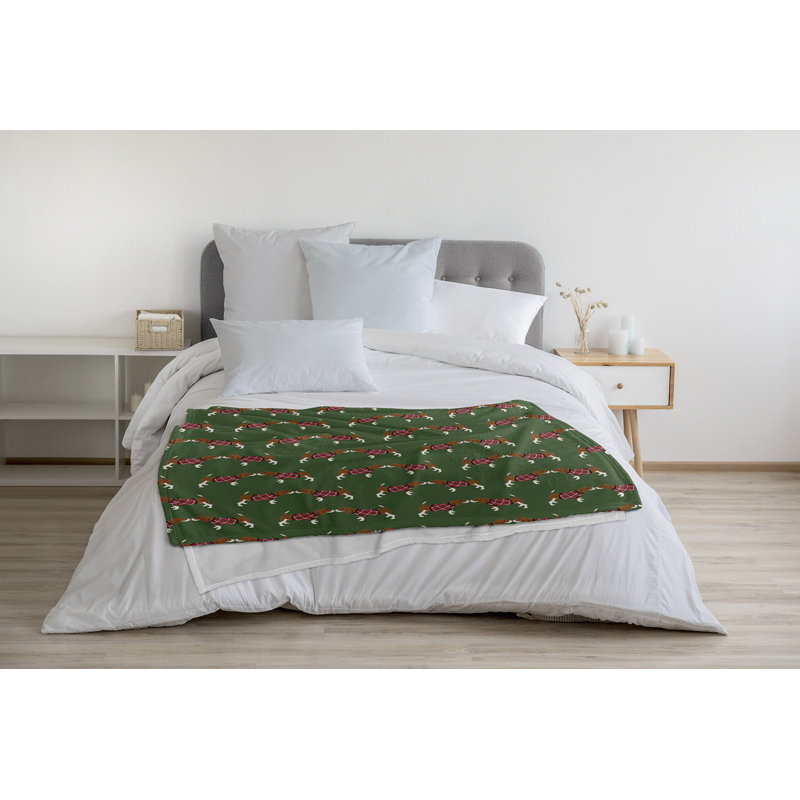 Jeté de Noël 30 "x 40" Warmest Wishes Kissing Doggies, Vert, L 30 po x L 39,75 po