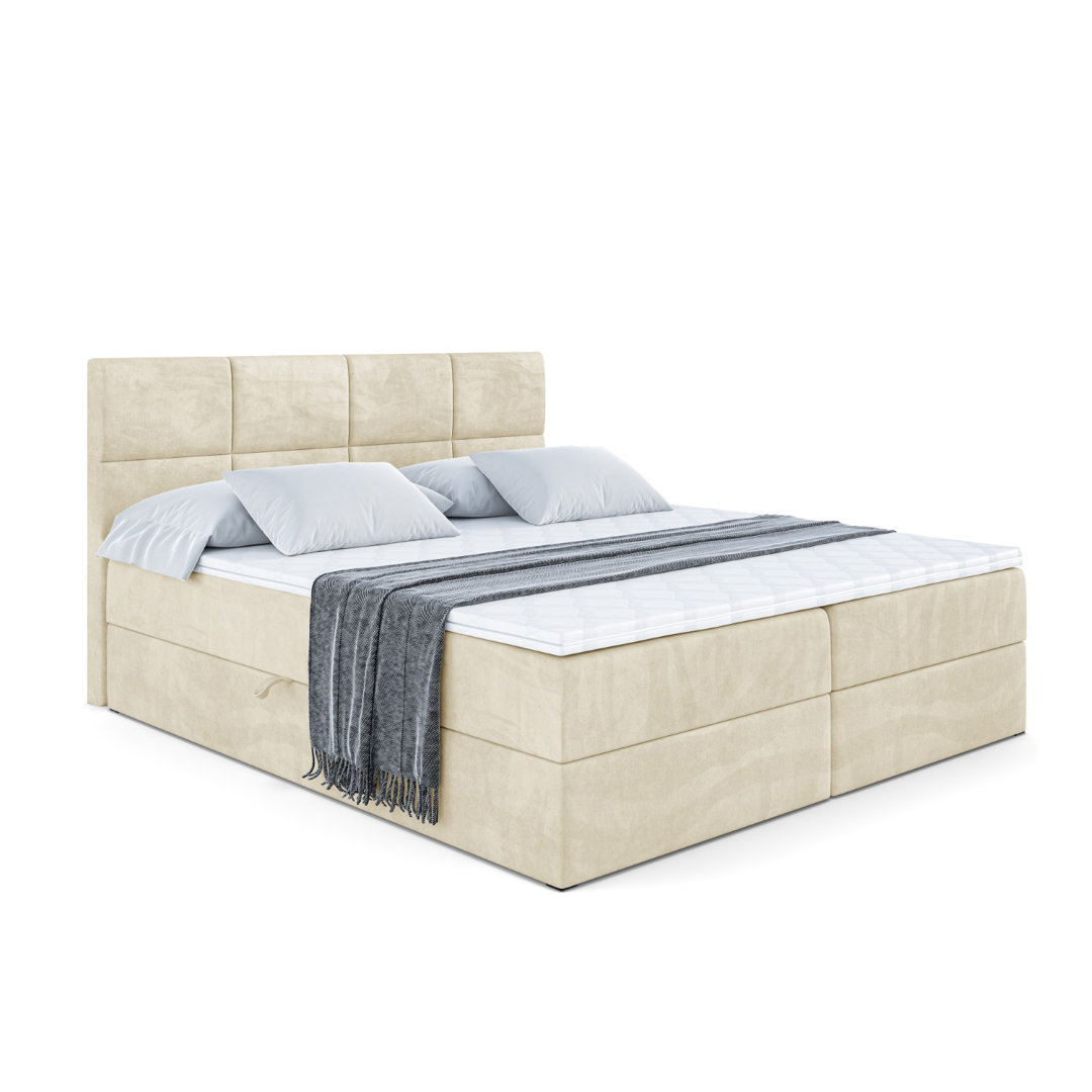 Boxspringbett Rhonan mit Multipocket-Matratze H4, Bettkasten und Topper