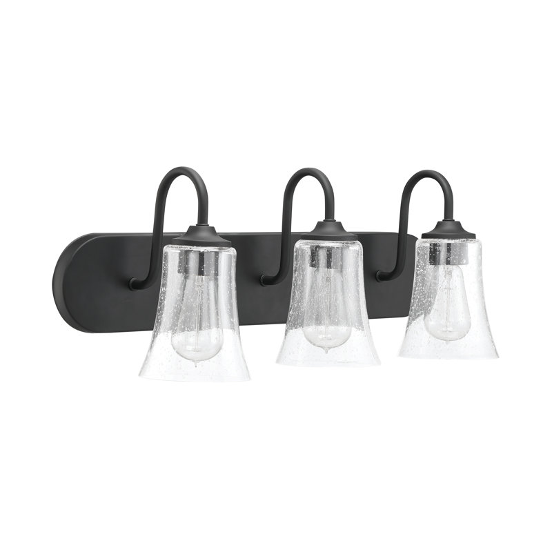 Neomi 3 - Light Dimmable Vanity Light, Clear Seeded, Flat Black