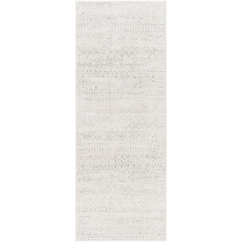 Turney Machine Woven Gray/Ivory Area Rug, Runner 2'7" x 7'3"