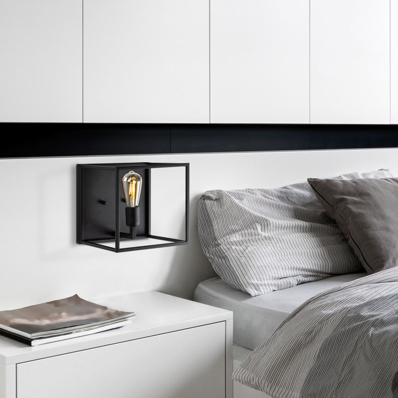 Stylish Black Wall Lamp, Metal Body, 9.8 x 11.0 x 9.8 inches | E27 Socket, Max 40W (Bulb Not Included) | IP20 Rated for Indoor Use | Perfect for Living Room, Bedroom, and Office Decor, Modern & Elegant Design