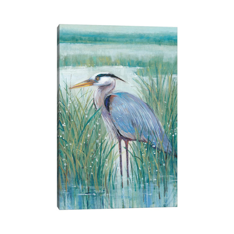 «Wetland Heron II» par Timothy O 'Toole - impression d'art graphique, H 12 po x l 8 po x P 0,75 po, Toile tendue