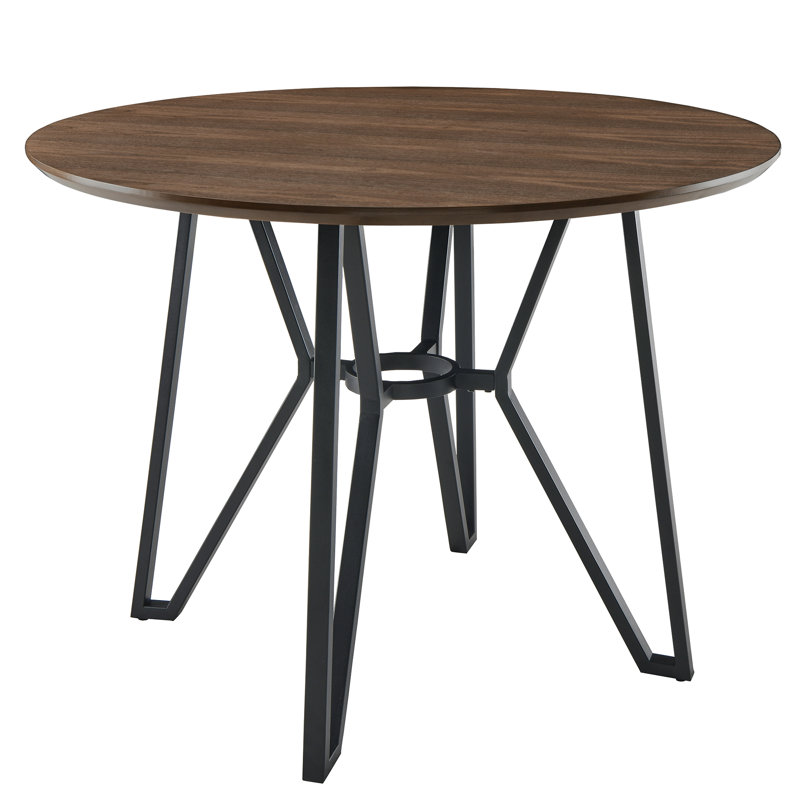 Marella Round Metal Base Dining Table, Rustic Brown, 31" H x 42" W x 42" D