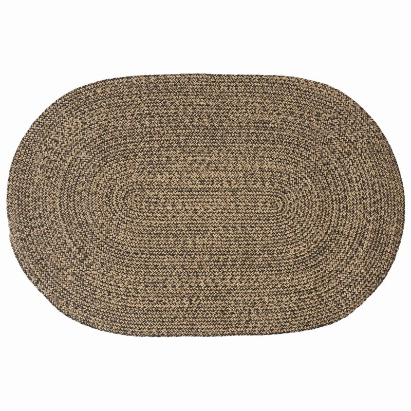 Hand Braided Area Rug, Black/Natural, Oval 122cm x 183cm