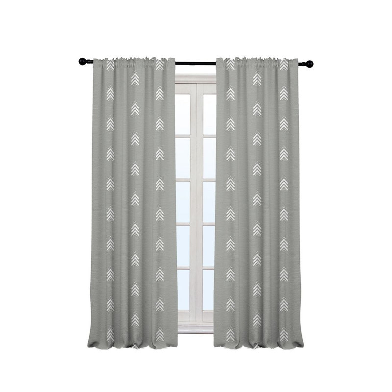Arrow-Patterned Boho Room Lined Single Panel Curtain, 140cm Width x 175cm Drop, Grey