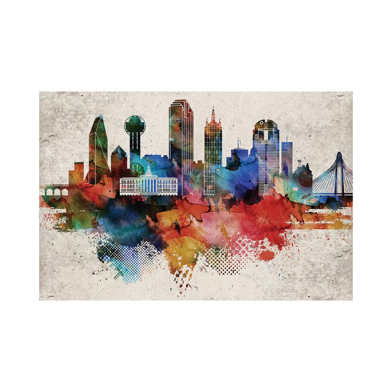 «Dallas Abstract» par Walldecoraddict - Toile tendue, estampe numérique sur toile tendue, H 18 po x l 26 po x P 1,5 po
