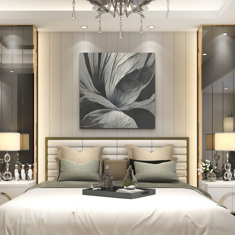 Winston Porter «Flowers Black White 25» par Ray Heere, art mural en métal, H 36 po x l 36 po