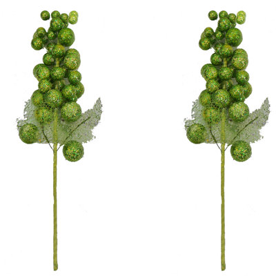 14'' Artificial Fruit Grapes Cluster Decoration, Celadon, Set of 3