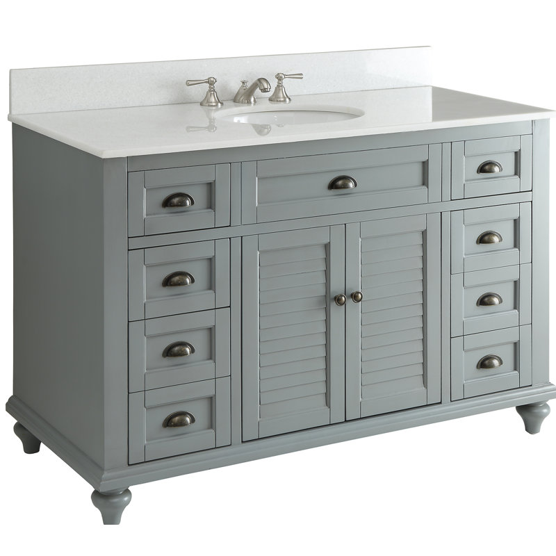 Schaible 49'' Single Bathroom Vanity with Stone Top, Gray