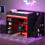 Lit mezzanine avec bureau et rangement, lumières DEL, double Gaming