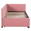 Lit de jour rembourré en lin rose avec lit gigogne simple, sans sommier requis, taille, rose, requis-238011436