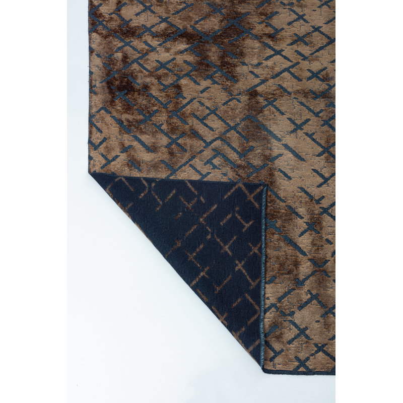 Brown/Black Abstract Luxury Area Rug, Rectangle 7'10" x 11'2"