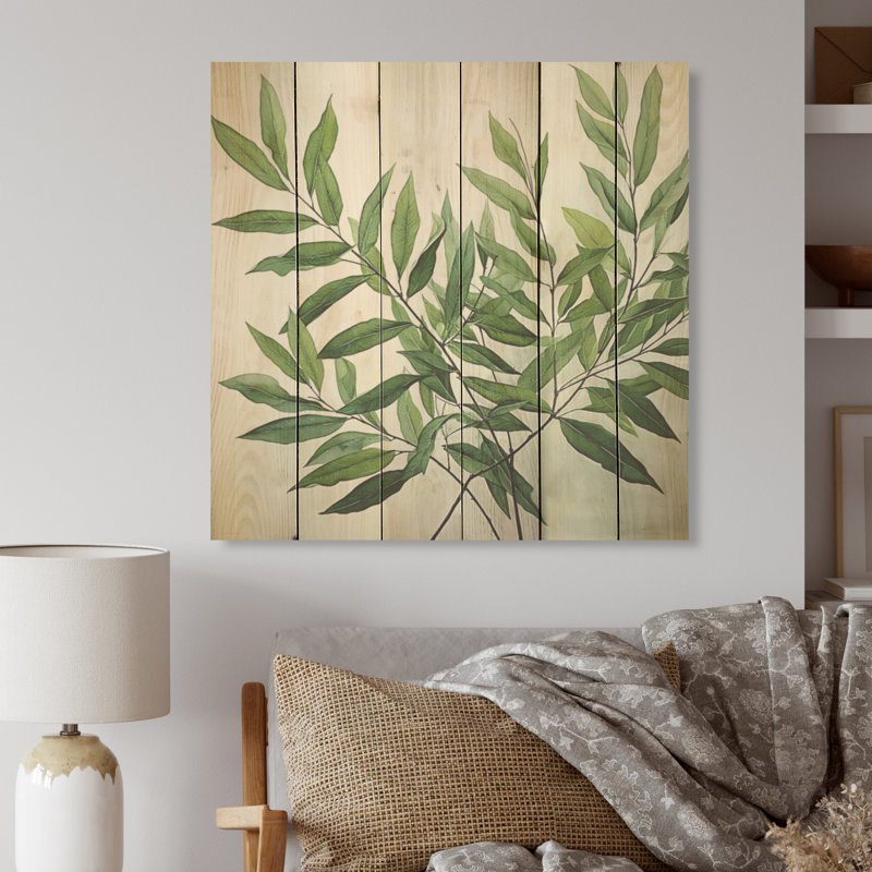 Olive, contour minimaliste, feuilles, feuillage I - feuilles, art mural sur bois de pin naturel, H 30 po x l 30 po