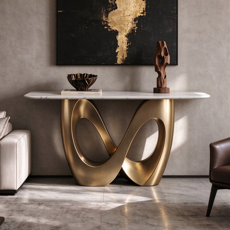 Console Italian Luxury, H 33,5 po x l 54,3 po x P 13,8 po