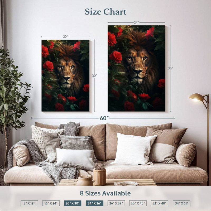 Brampt Lion Flowers, 36" H x 24" W